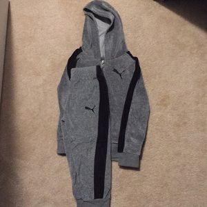 Kids Puma Grey and Black Track Suit